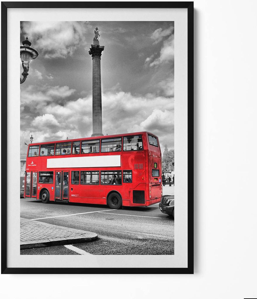 Londoner Alltagsleben– Wandbild mit Rahmen – Gerahmtes Bild – Wanddekoration – 70x100 cm – Schwarz Rahmen