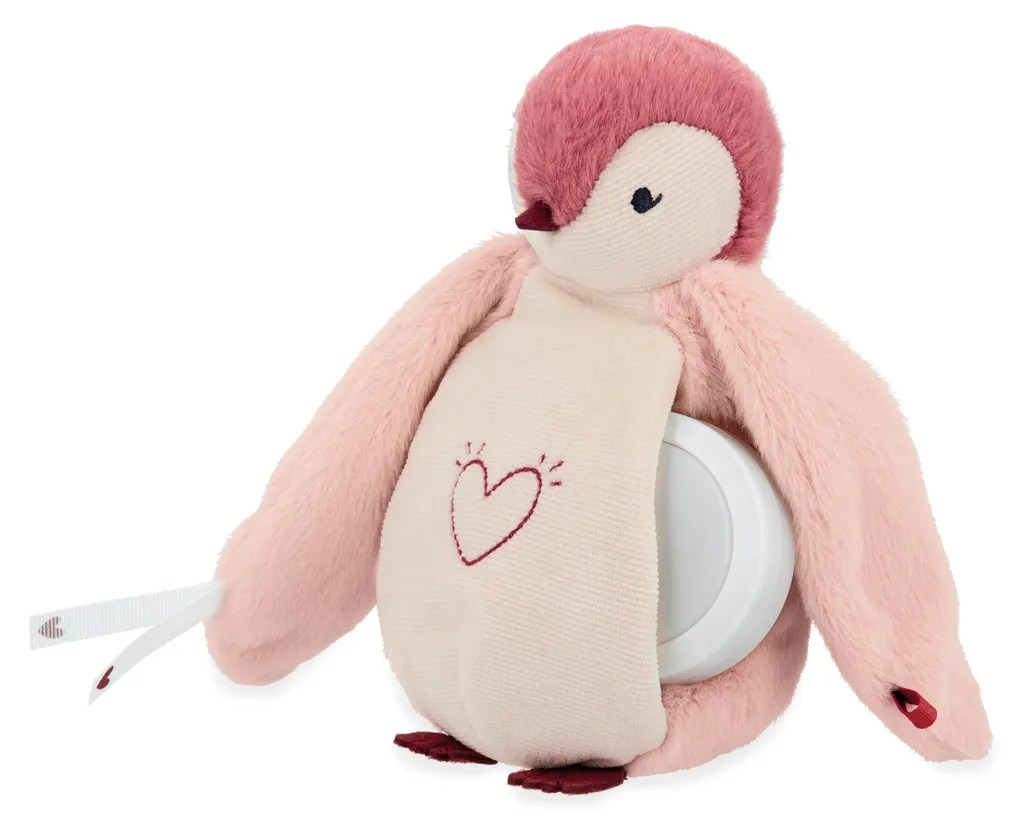Veilleuse Bébé Pingouin Rose Kaloo - Peluche Douce et Rechargeable USB