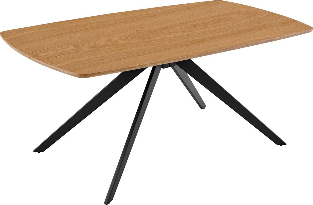 byLIVING Esstisch JASON / Tischplatte in Eiche natur, Spinnenfußgestell in schwarz / Echtholzfurnier & abgerundete Kanten / Esszimmertisch / Küch...