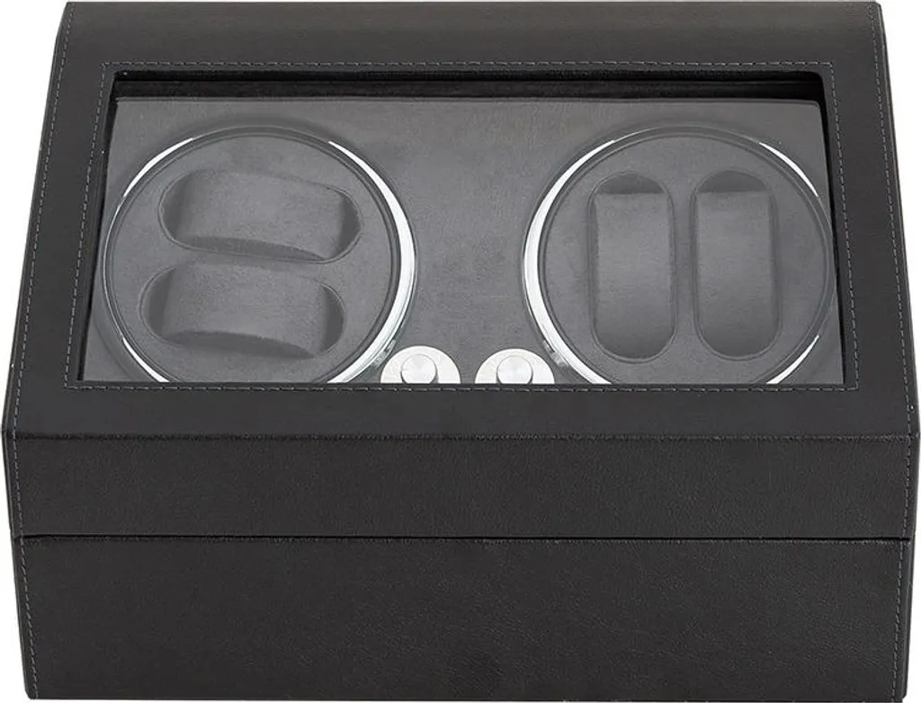 Remontoir Montre Automatique 5 Modes avec Finition Cuir PU Gris et LED