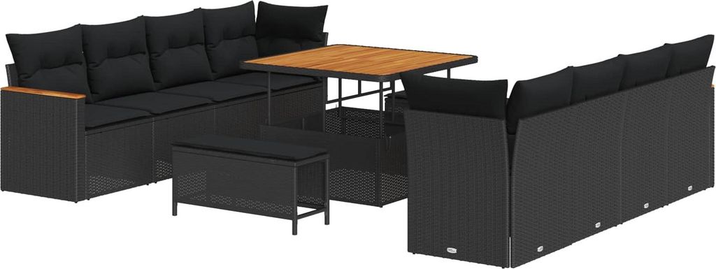 "im Sonderangebot" Gartensofa-set - elegantes Design - Sitzgruppe mit Sofa, Tisch - 11 pcs Schwarz Poly-Rattan - Terassenmöbel DEMöbel269089