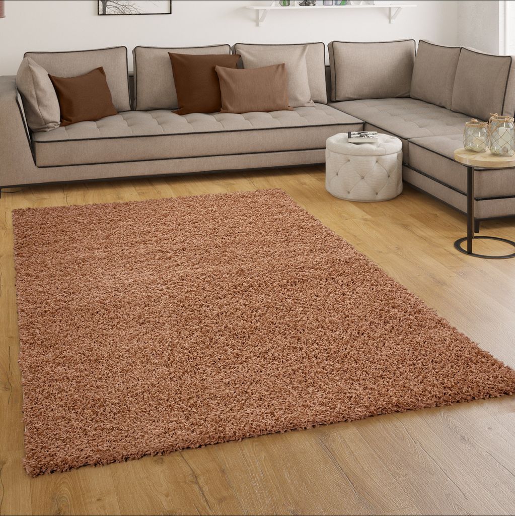 Shaggy Hochflor Langflor Teppich Sky Einfarbig in Terrakotta Grösse 60x100 cm