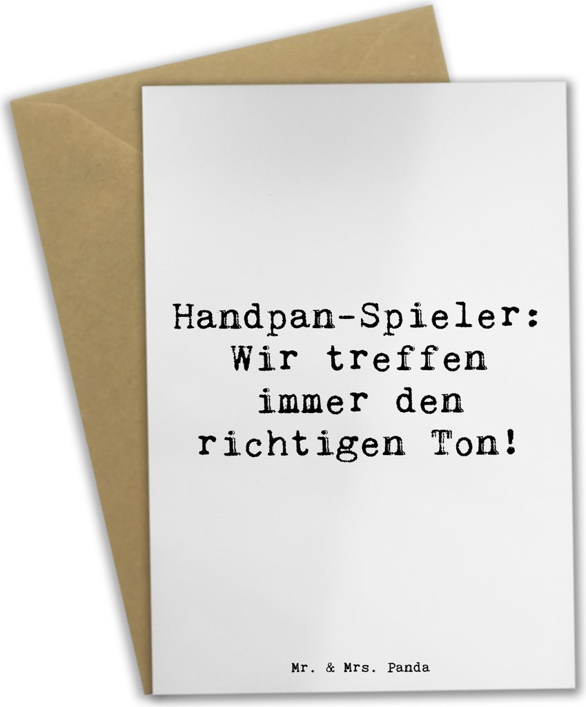 Mr. & Mrs. Panda Klappkarte Spruch Handpan Spieler - Weiß - Geschenk, Musik, Klänge, kommunionskarte, Meditation, Glückwunschkarte, einladungska...