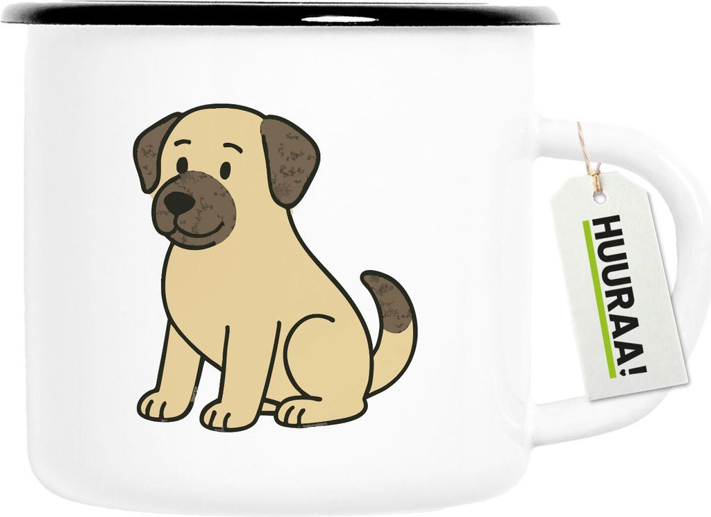 Huuraa Emaille Tasse Kangal Comic Kangi 300ml Vintage Campingbecher Geschenkidee
