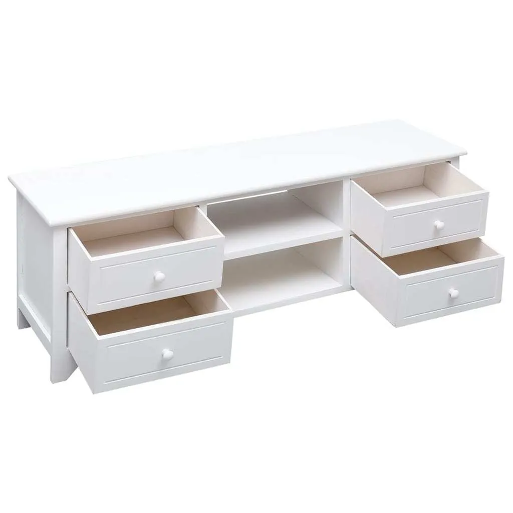 Mobile TV bianco 108x30x40 cm in legno massiccio di paulownia - 3