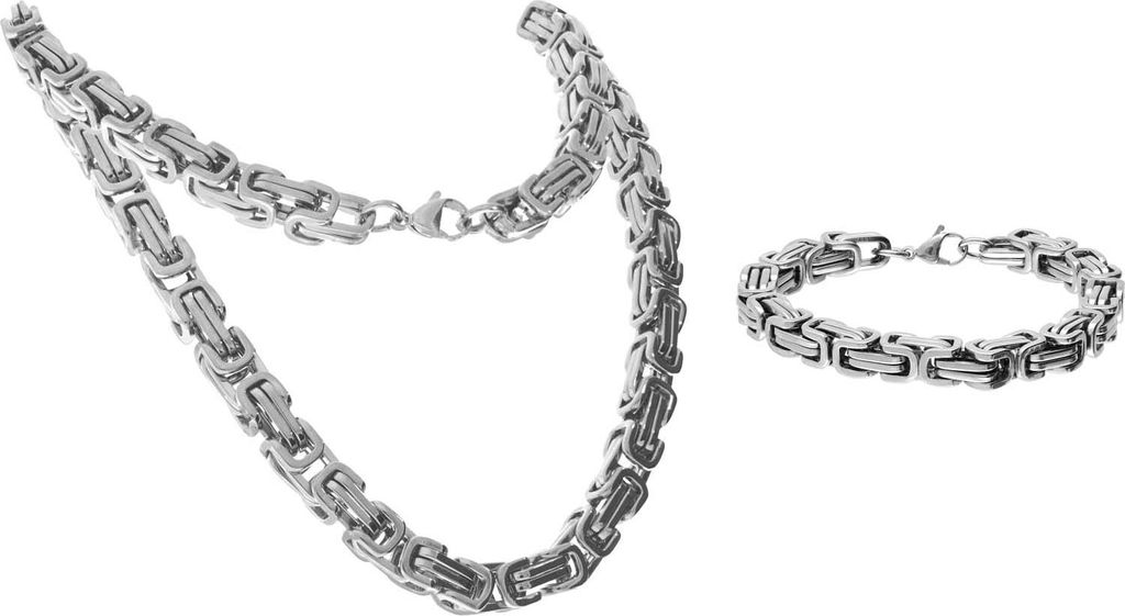 Halskette SET Chirurgenstahl Königskette + Königsarmband Silber Stärke: 8mm