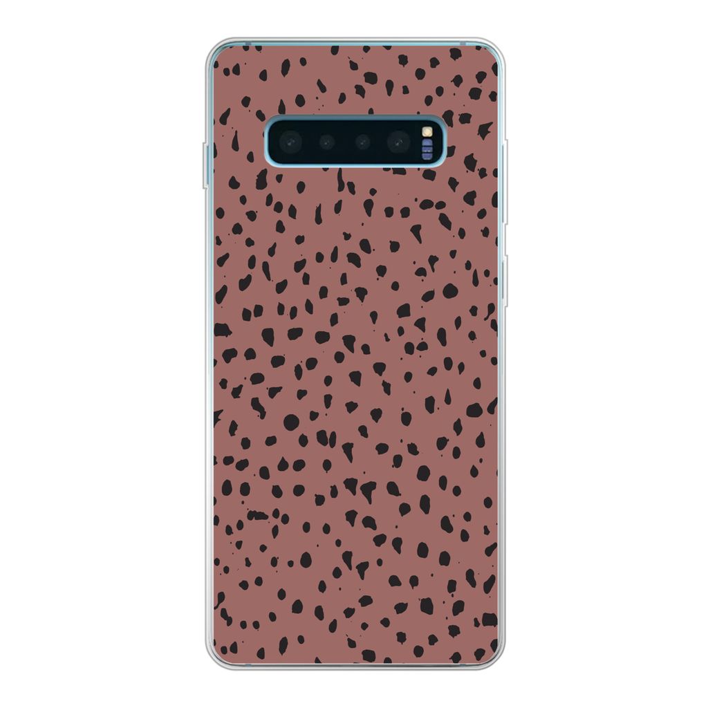 MuchoWow Handyhülle Schutzhülle Hülle für Samsung Galaxy S10 Lite Polka dots - Muster - Schwarz Silikon Softcase Handy Hülle - Schutz