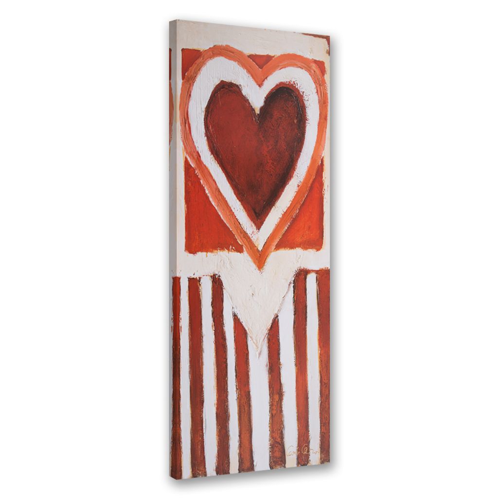Leinwandbild Gemaltes Herz 40x120 Feeby Orange bild für die wand bereit zum aufhängen