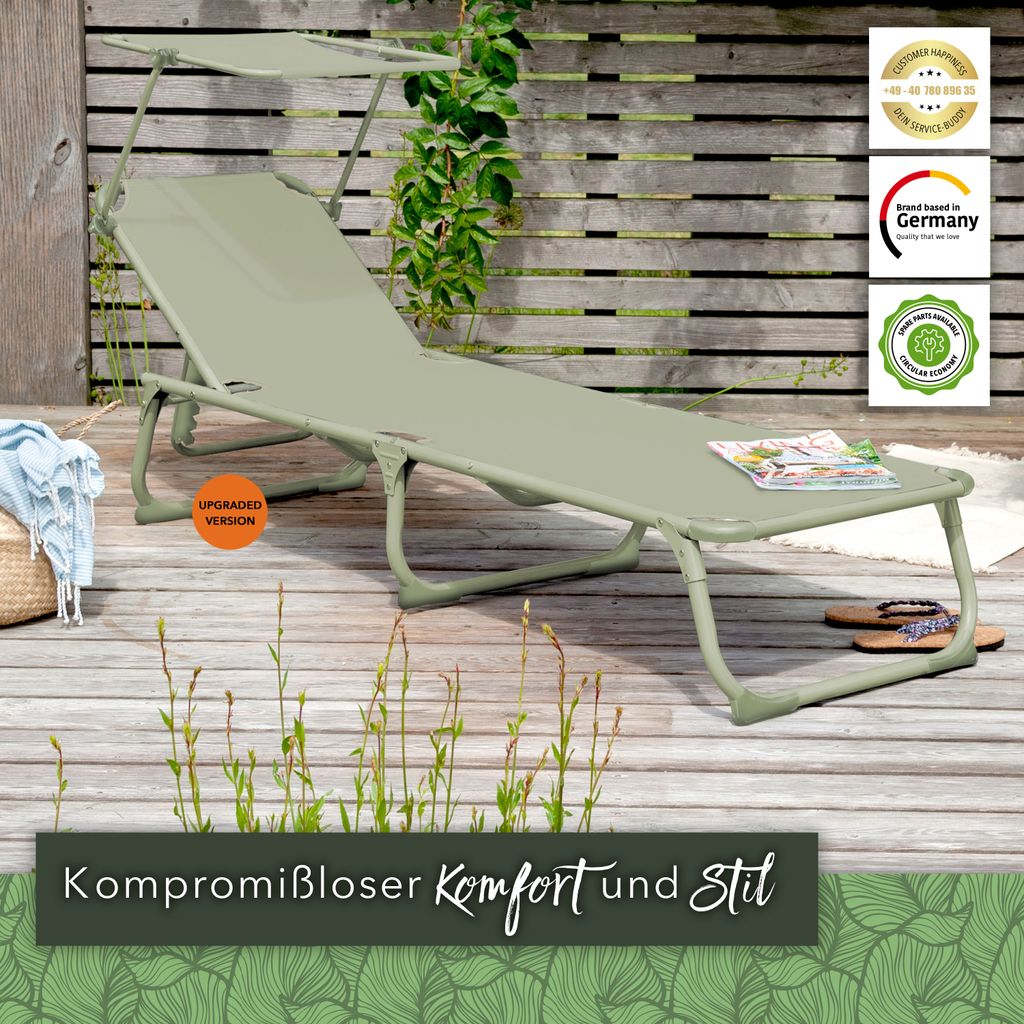 Park Alley I Sonnenliege I mit Dach, Gartenliege Klappbar, Produktbild 10