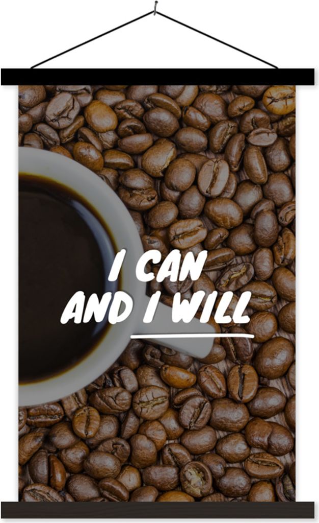 MuchoWow Textilposter Zitate - Sprichwörter - 'Ich kann und ich will 120x180 cm mit schwarzem Rahmen - Fotos
