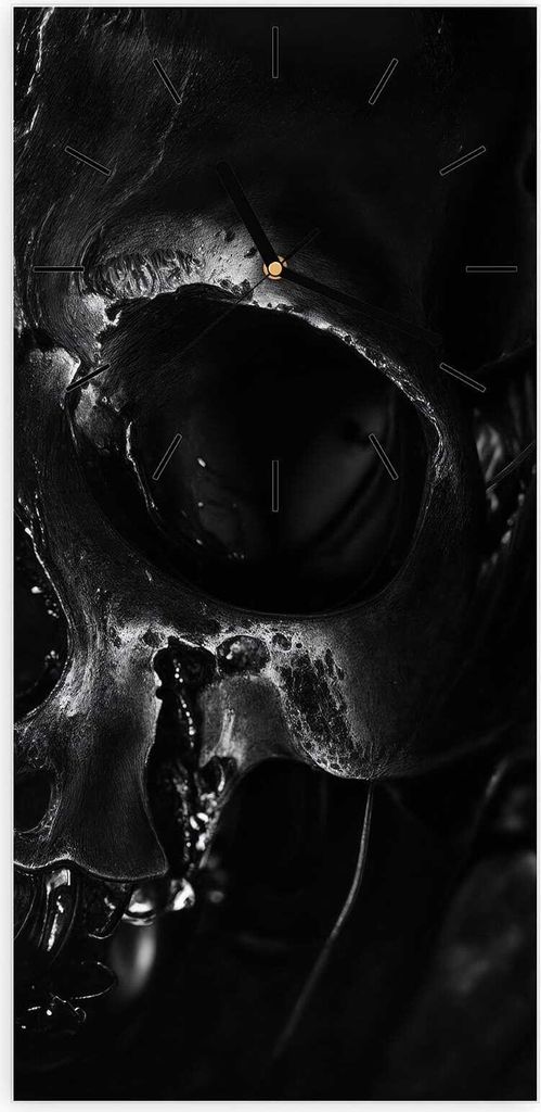 Wanduhr aus Glas mit Motiv Schädelaufnahme- 30 x 60 cm - inkl. Aufhängesystem