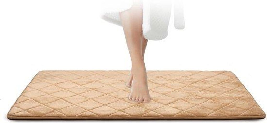 Beige Traagschuim-Badmat, 70 x 120 cm, antislip, wasbar, extreem absorbernd