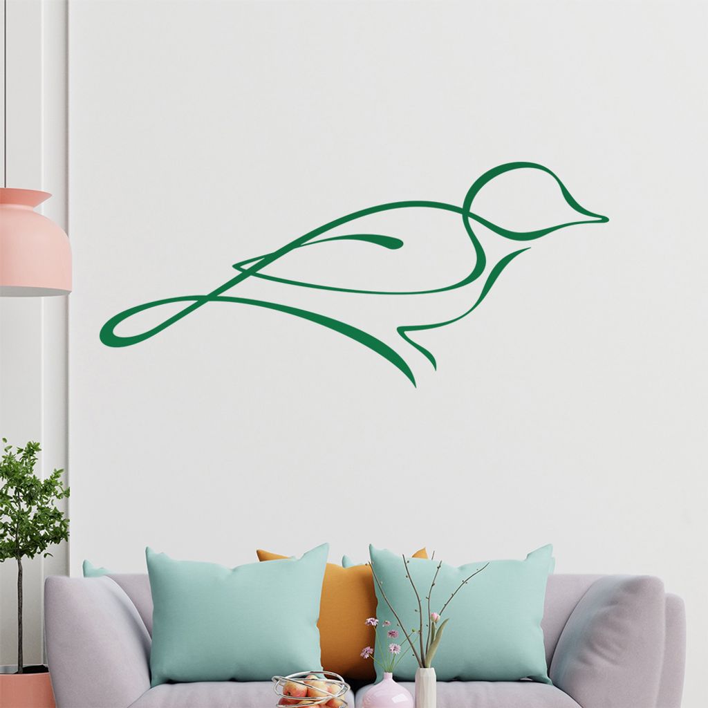 Kleiner Vogel Linien Wandtattoo in 6 Größen - Wandaufkleber Wall Sticker - Dekoration, Küche, Wohnzimmer, Schlafzimmer, Badezimmer