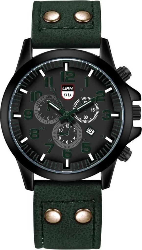 Uhr Ignacio - Maskuline Herren Uhr in Grün mit Lederarmband KP33659