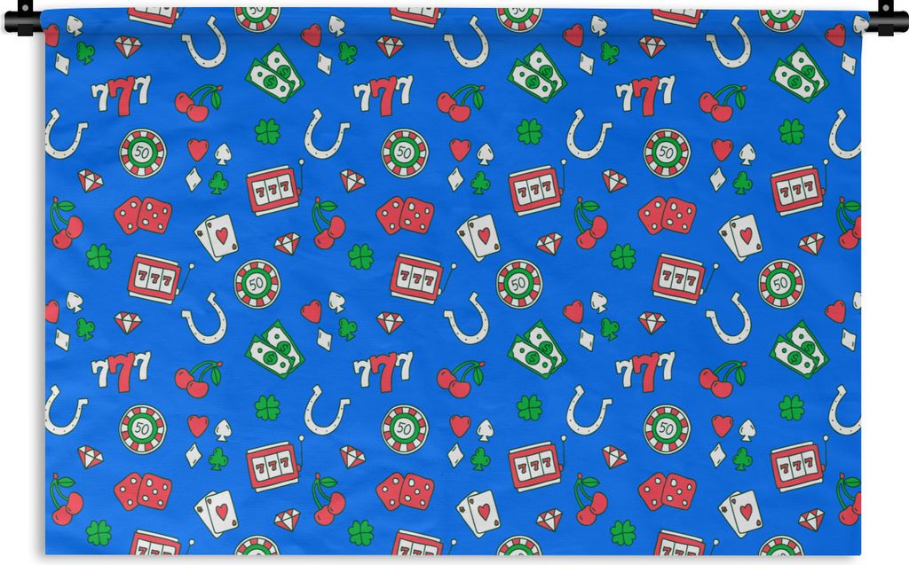 MuchoWow Wandteppich Wandbehang Kassetten - Casino - Spielautomat - Poker 150x100 cm Tapisserie Dekoration Wandtuch - Waschbar - Tapisserien - Wa...