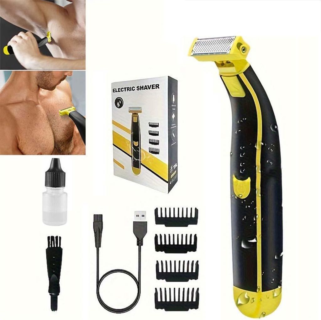 INF Nass- und Trockenrasierer - Standard Edition - Gelb/Schwarz, USB Aufladbar