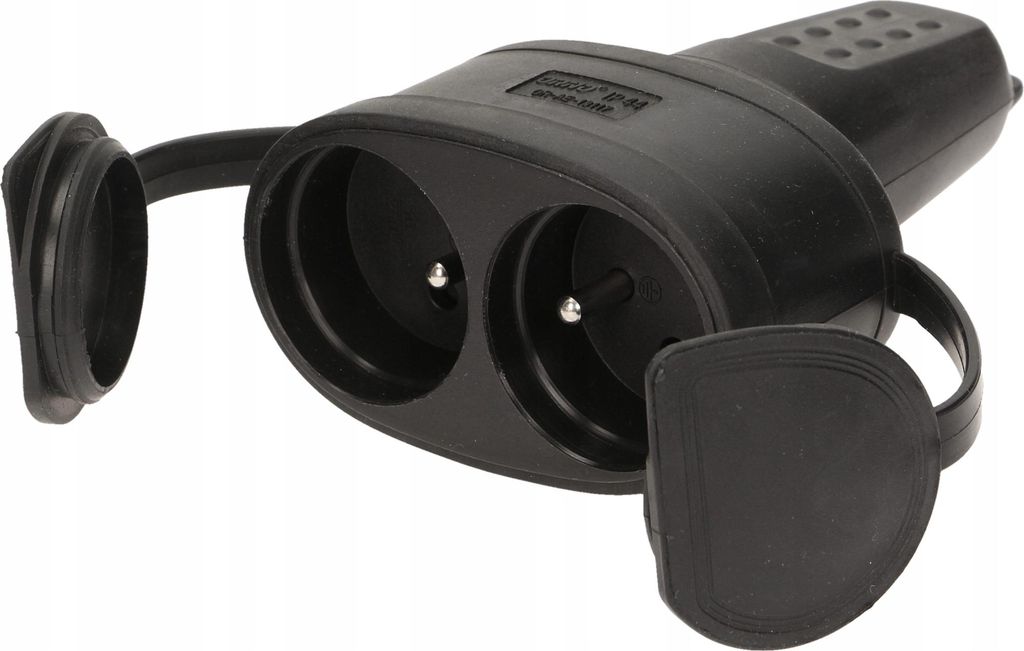 ORNO | Presa In Gomma 2 Posti - Nera - IP44 - Resistente Immagine del prodotto 