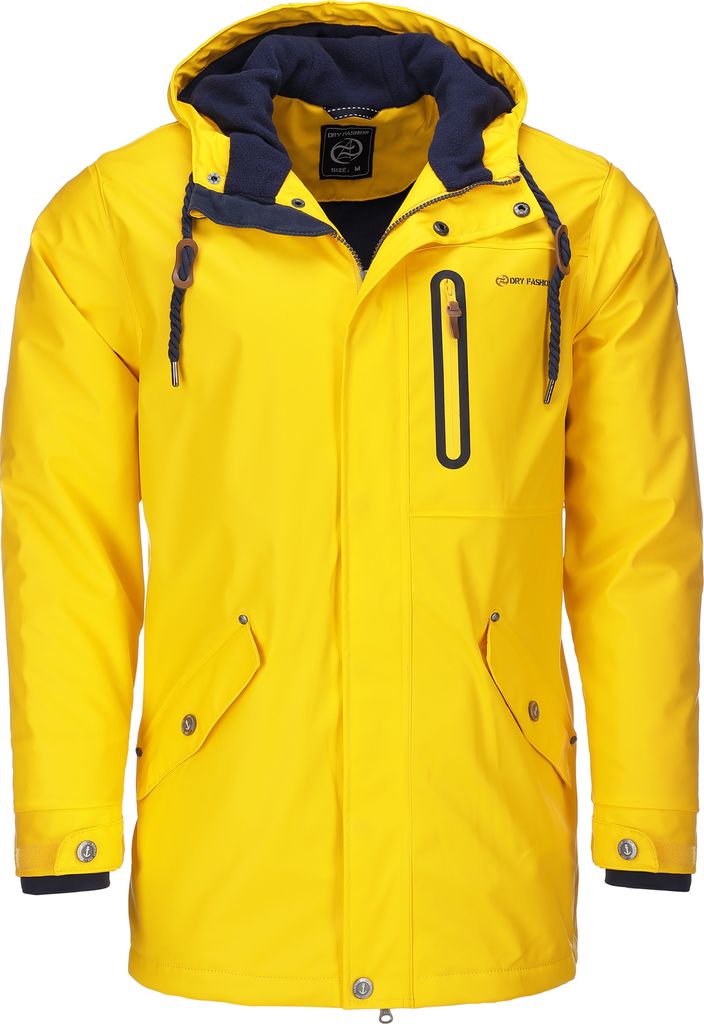 Dry Fashion Herren Regenjacke Bergen - Herrenjacke Regenmantel Männer Jacke Gefüttert Winddicht Wasserdicht in Gelb Größe S