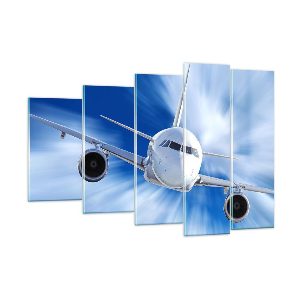 Bilder auf glas - Luftfahrt Flugzeug Flug - 150x100cm - Glasbilder - Wandbilder - Kunstdruck - zum Aufhängen bereit - Wanddekoration aus Glas - Gl...