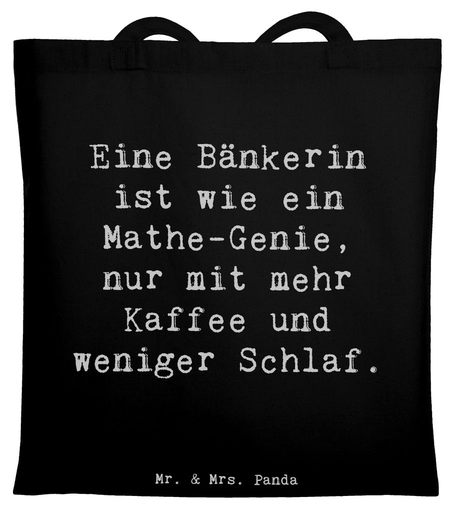 Mr. & Mrs. Panda Einkaufstasche Spruch Bänkerin Genie - Schwarz - Geschenk, Tote Bag, Mathe-Genie, Berufsgestaltung, Wertschätzung, Geschenke fü...