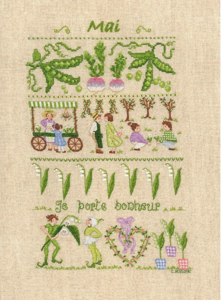 Kit broderie point de croix en lin 18x28 cm Le Bonheur des Dames May