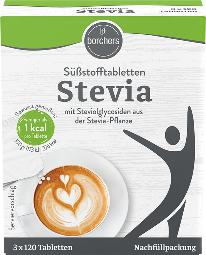 BORCHERS Stevia Nachfüllpack Süßstofftabletten (3x120 Stk.) Produktbild 
