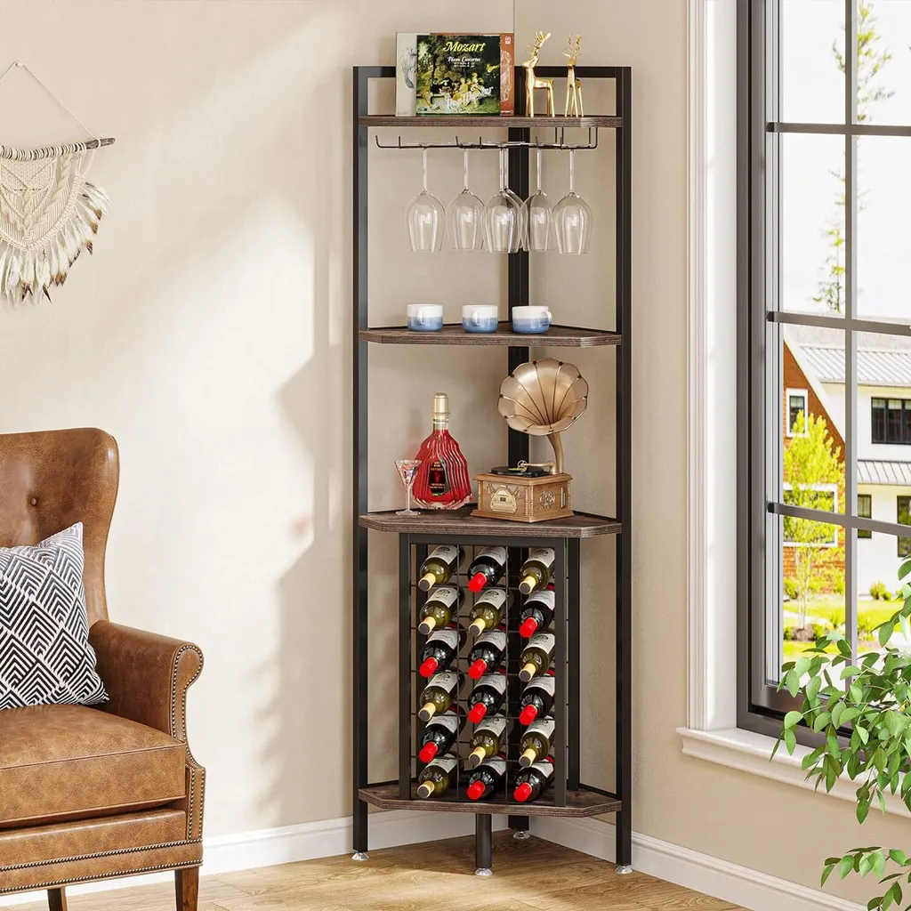 Casier à vin d'angle compact pour optimiser l'espace de rangement gris