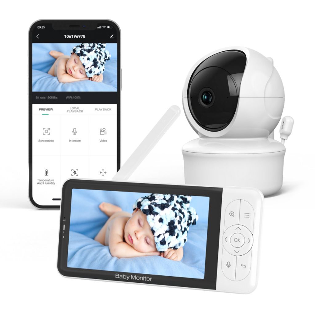 Youha Babyphone – Babyphone mit Kamera, Farbdisplay und App – Modernes Design, Scharfes Farbbild und Klarer Klang – Kompatibel mit Mehreren K...