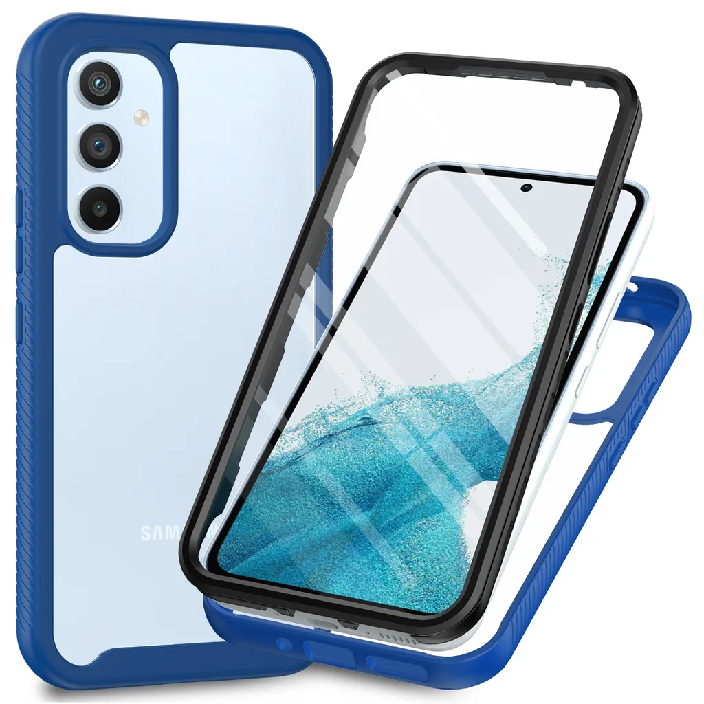 Custodia per Samsung Galaxy A34 5G, paraurti con protezione dello schermo integrata a 360° Custodia protettiva per tutto il corpo Blu scuro