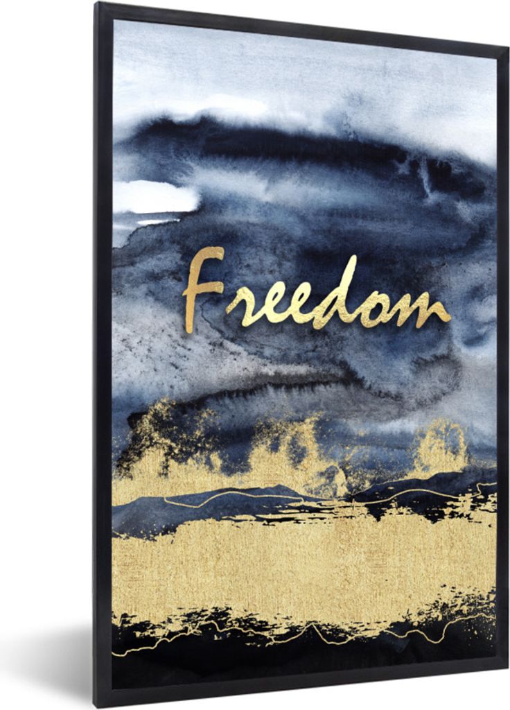 MuchoWow Gerahmtes Poster Angebot - Frei - Gold - Schwarz 40x60 cm - Poster mit Schwarzem Bilderrahmen Wandposter Rahmen Foto Bilder - Papierdruc...