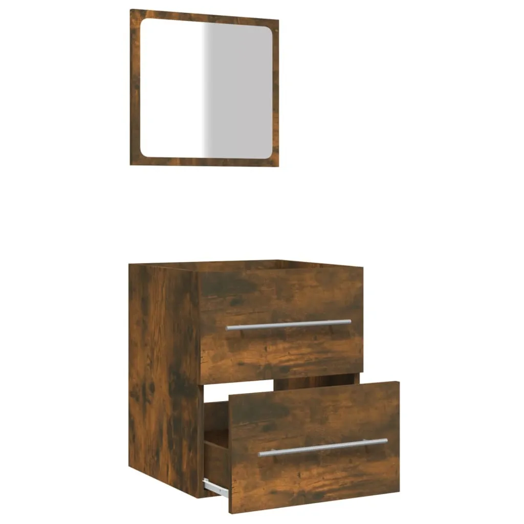 Petit meuble de salle de bain miroir chêne fumé gain de place 41 cm - 5