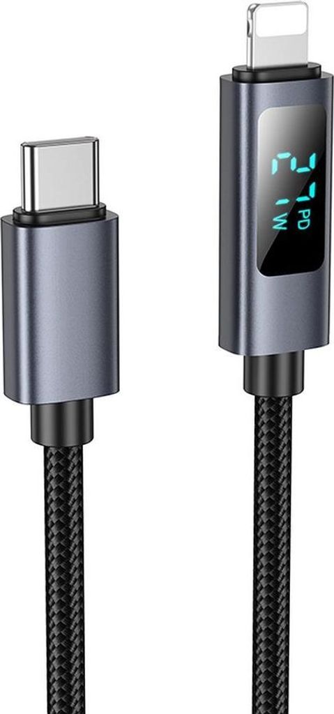 Kabel USB C zu Lightning Hoco PD 27W mit Display 1 m X112 schwarz