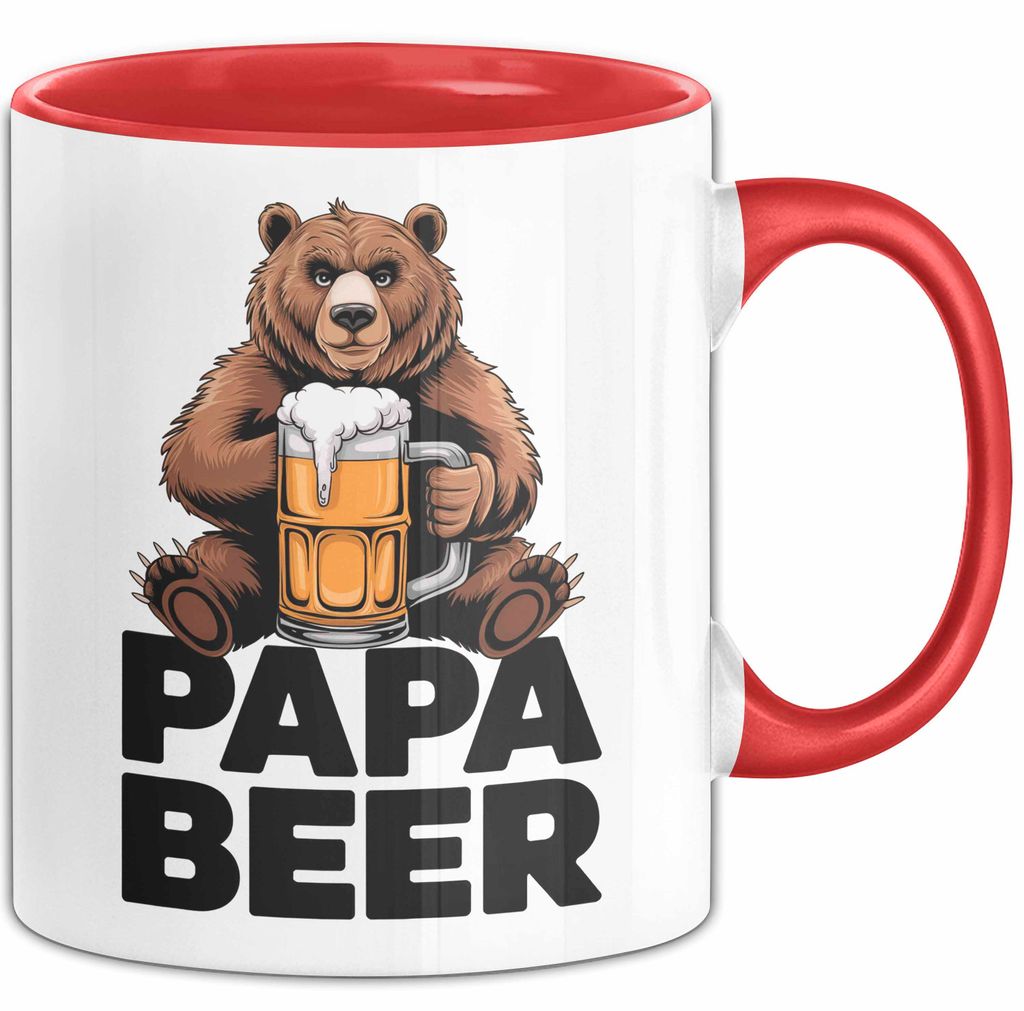 Papa Bier Tasse Geschenk Lustige Geschenkidee Spruch (Rot)