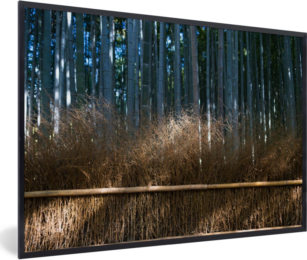 MuchoWow Gerahmtes Poster Arashiyama-Bambusbäume in einem Wald Japan 90x60 cm - Poster mit Schwarzem Bilderrahmen Wandposter Rahmen Foto Bilder ...