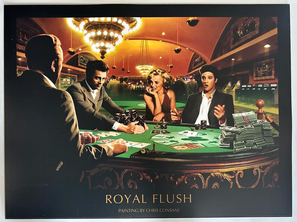 Affiche Noir et Blanc Royal Flush Marilyn Monroe James Dean 60x80 cm
