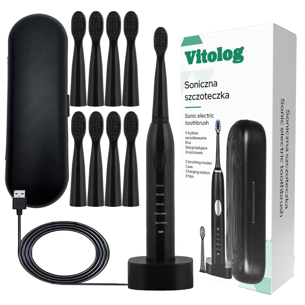 Spazzolino Elettrico Sonico con 8 Testine IPX7: Sorriso Bianco e Gengive Sane
