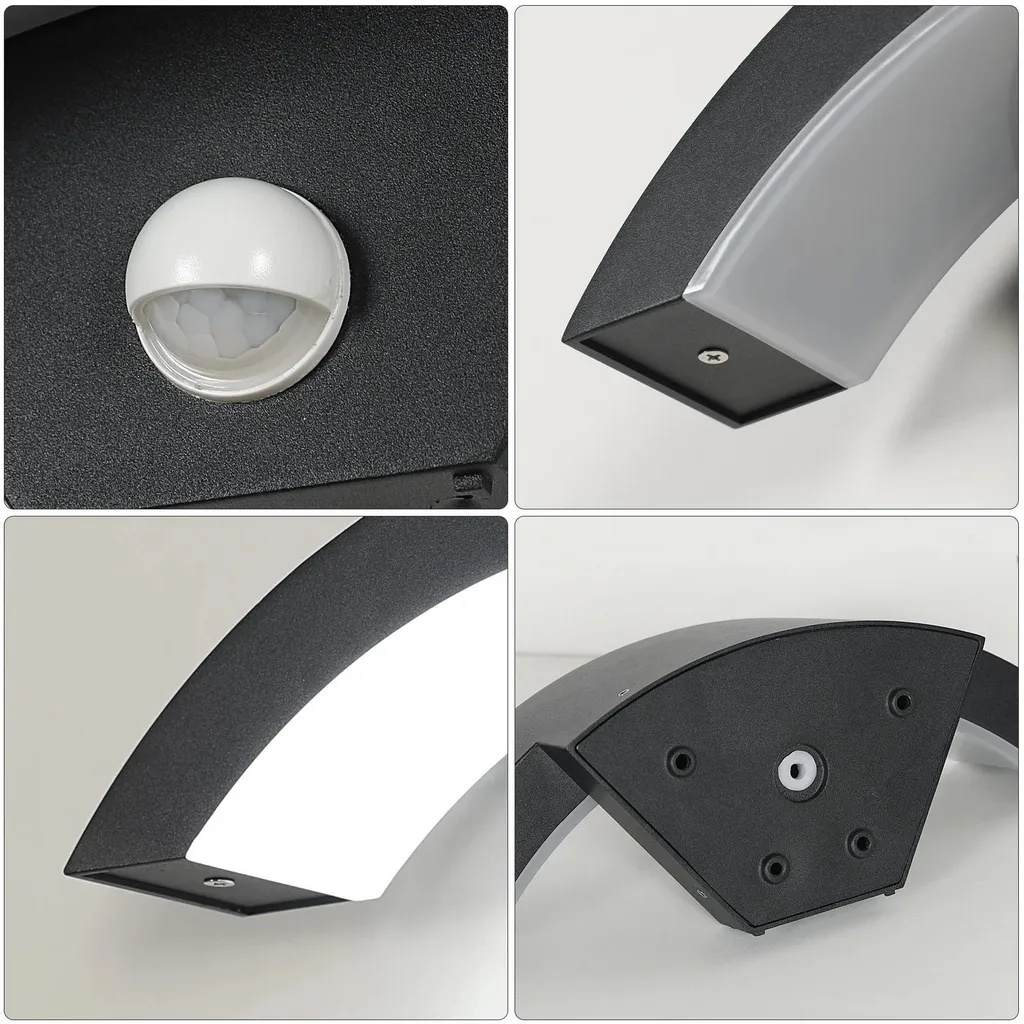 Applique LED 24W étanche IP65 Blanc Chaud pour façade maison Noire