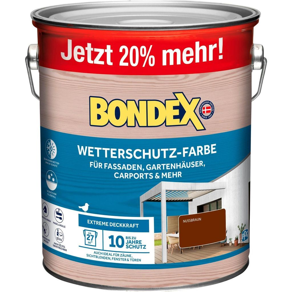 Bondex Wetterschutz-Farbe Nussbraun 3 Liter Produktbild 