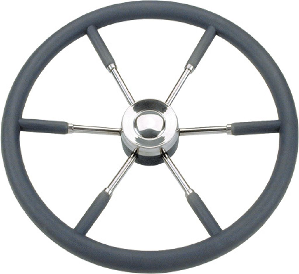 Allpa 6-Speichen Steuerrad 'Typ 9' Niro Mit Schwarzem PolyurethanGriff, Ø550mm
