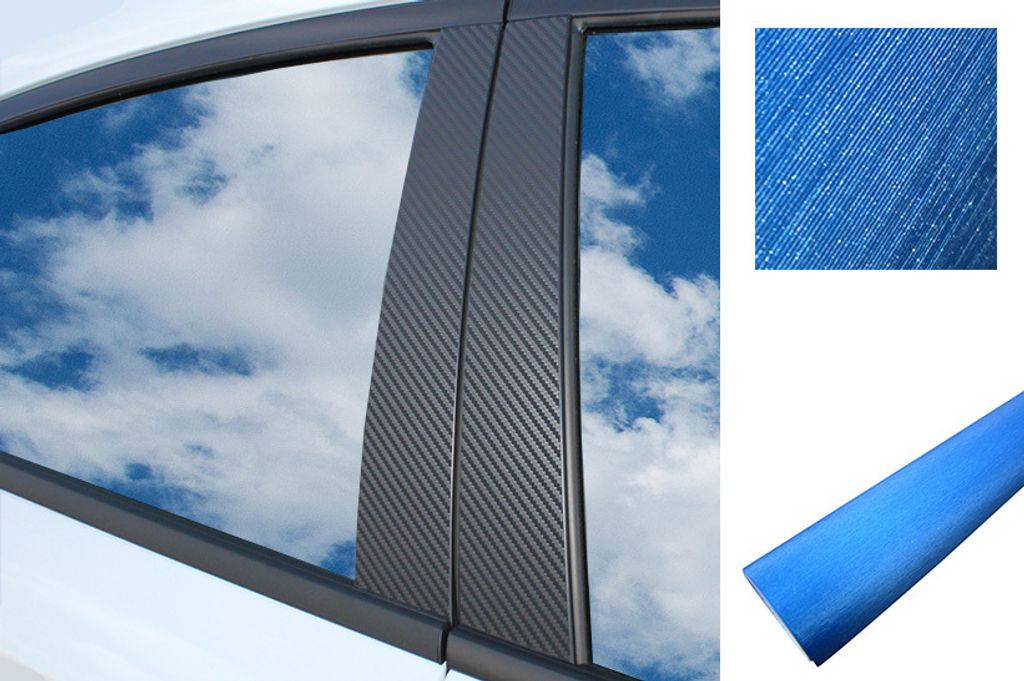 6x PREMIUM A B C Säule Tür Leisten Auto Folie Wrap Set in Alu gebürstet Blau