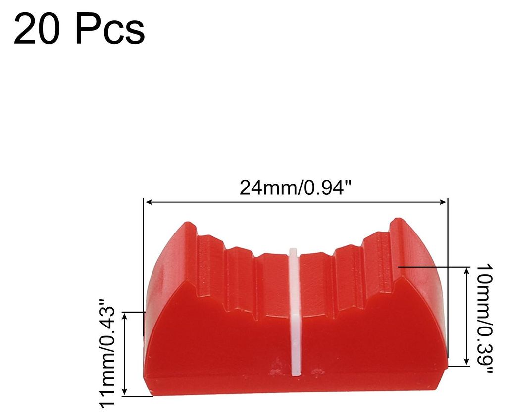 24mmx11mmx10mm Konsole Mischpult Schieberegler Faderkn?pfe Ersatz fš¹r Potentiometer Wei? Knopf Rot Mark Gitarrenkonsole Lautst?rke Bass 20Stk(Pa...