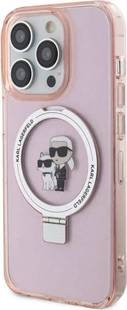 Custodia iPhone 15 Pro Karl Lagerfeld MagSafe Ring Stand Rosa Originale - 2