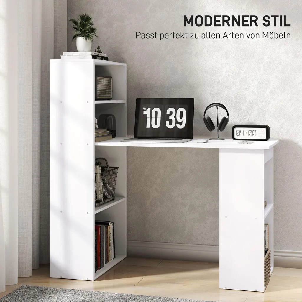 Table à manger polyvalente et bureau d'ordinateur avec rangement étagère - 4