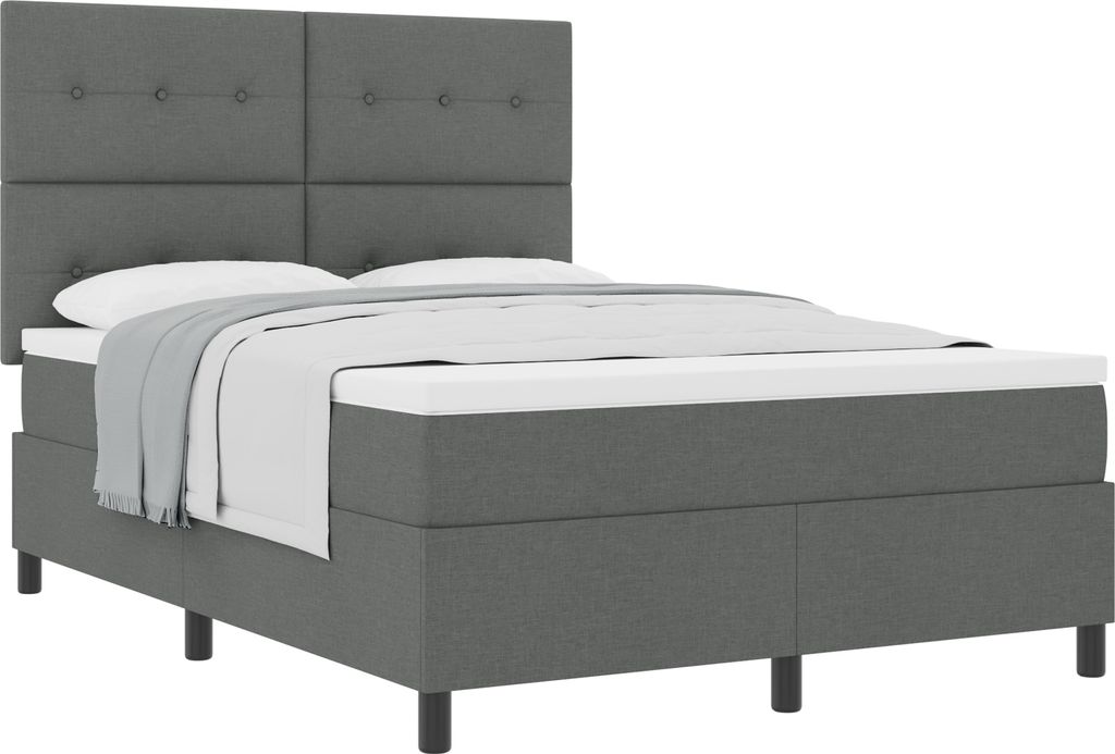 Best Möbel Bettrahmen, Boxspringbett mit Matratze Dunkelgrau 140x190 cm Stoff - Klassische Betten CL97139