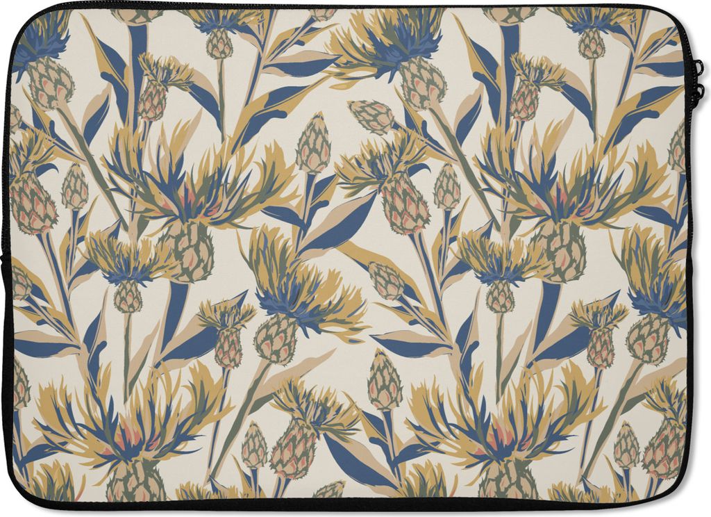 MuchoWow Laptop Hülle 13 Zoll Blumen - Muster - Gestaltung - Natur Laptoptasche - Laptophülle - Sleeve - Rundumschutz