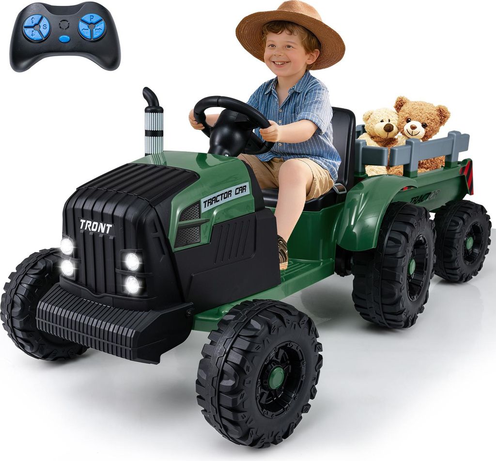 COSTWAY Elektrický traktor s přívěsem, 24V traktor s Obrázek produktu 
