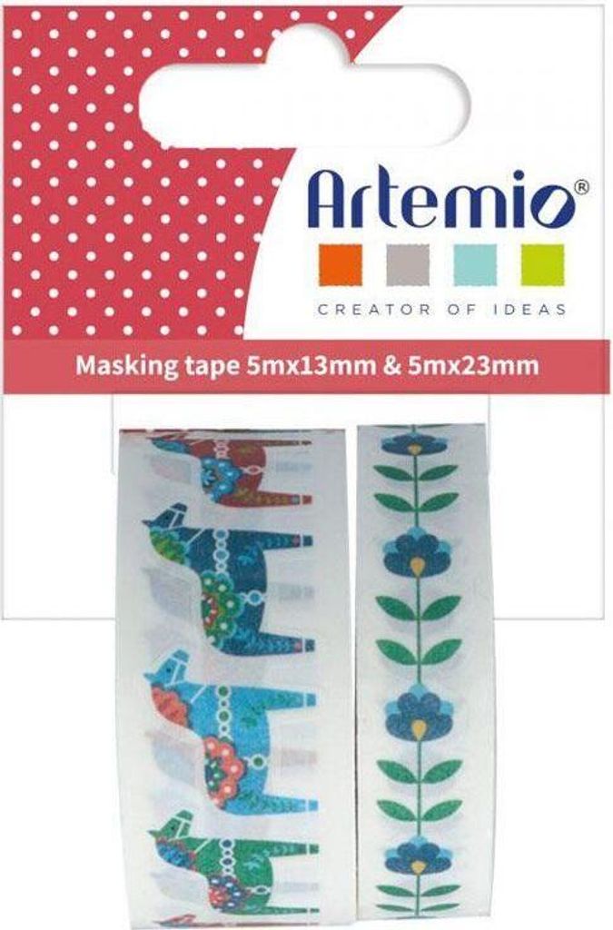 2 Washi Tapes Pferde und Blumen 5 m - Folk Produktbild 
