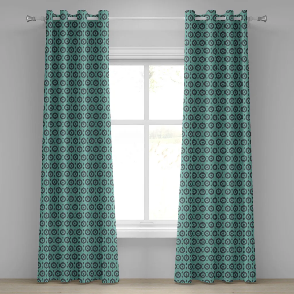 Tende Moderne Ikat ABAKUHAUS Etnico Chic Grigio Turchese 280x225