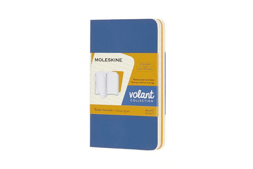 Moleskine Volant, 2er Set, Weicher Einband, XS (6.5x10), Liniert, Vergissmeinnicht Blau, Bernsteingelb