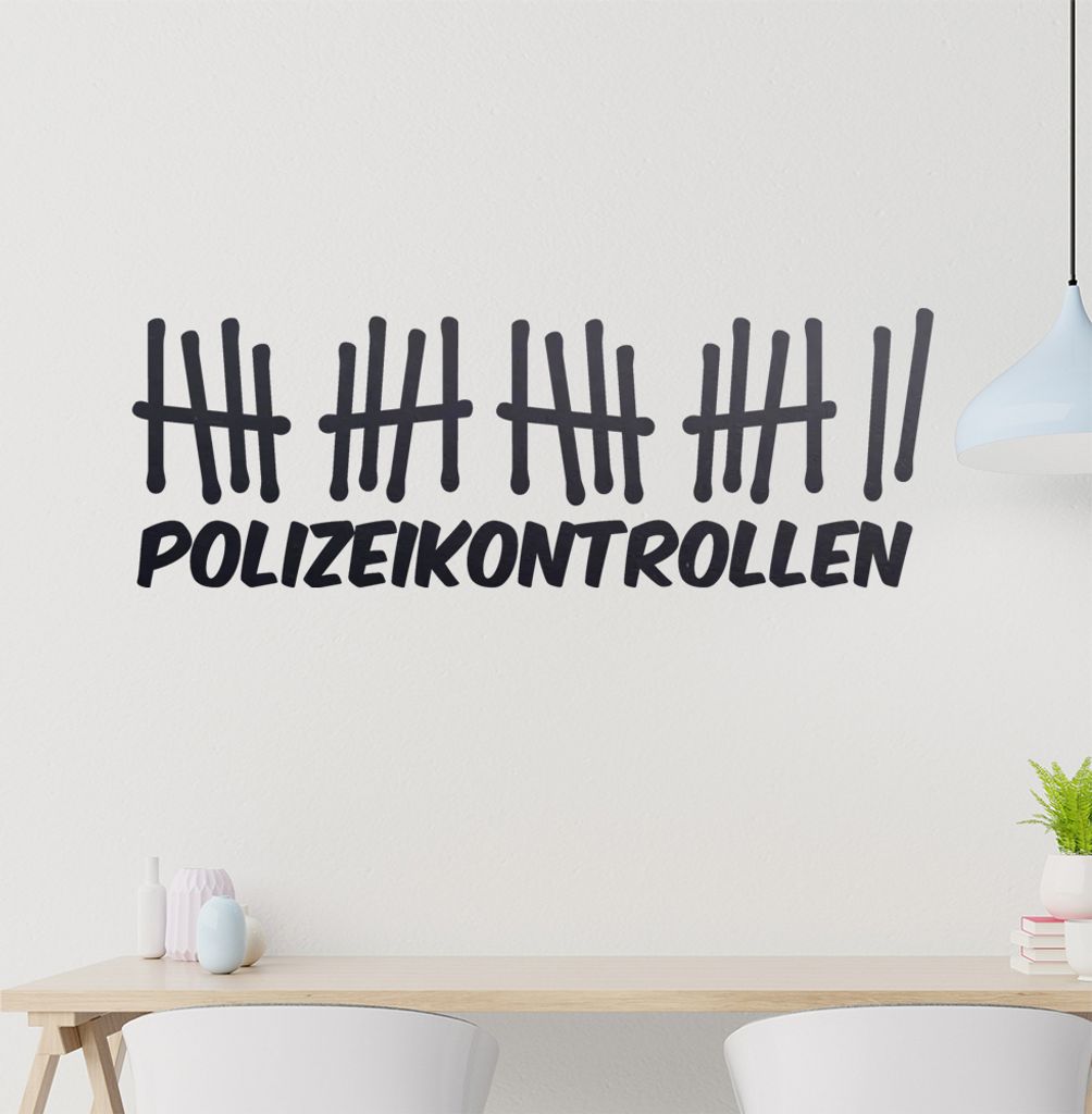 Polizeikontrollen Wandtattoo in 6 Größen - Wandaufkleber Wall Sticker - Dekoration, Küche, Wohnzimmer, Schlafzimmer, Badezimmer